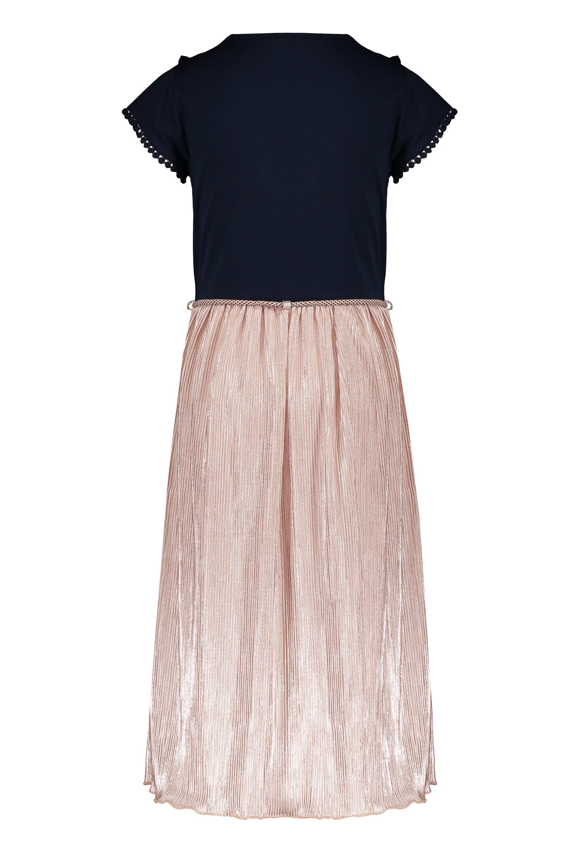 Meisjes Mikado maxi dress with jersey s/sl top+plissee skirt van NoNo in de kleur Rosy Sand in maat 146/152.