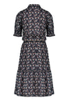 Meisjes Miron long woven dress 1/2sl with smocked sleeve ends van NoNo in de kleur Navy Blazer in maat 146/152.