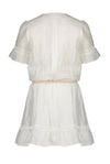 Meisjes Merel s/sl dress with crochet details van NoNo in de kleur Snow White in maat 146/152.