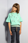 NoNo Kosa wide fit sweat top s/sl with panel embro