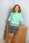 NoNo Kosa wide fit sweat top s/sl with panel embro