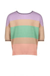 NoNo Kes s/sl knitted top with y/d stripes