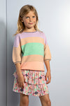 NoNo Kes s/sl knitted top with y/d stripes