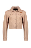 NoNo Dove fake leather button up cardigan with puffed sleeves