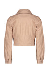 NoNo Dove fake leather button up cardigan with puffed sleeves