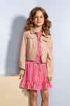 NoNo Dove fake leather button up cardigan with puffed sleeves