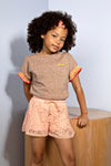NoNo Kanou tshirt dots AOP with ruffled rib sleevecuff