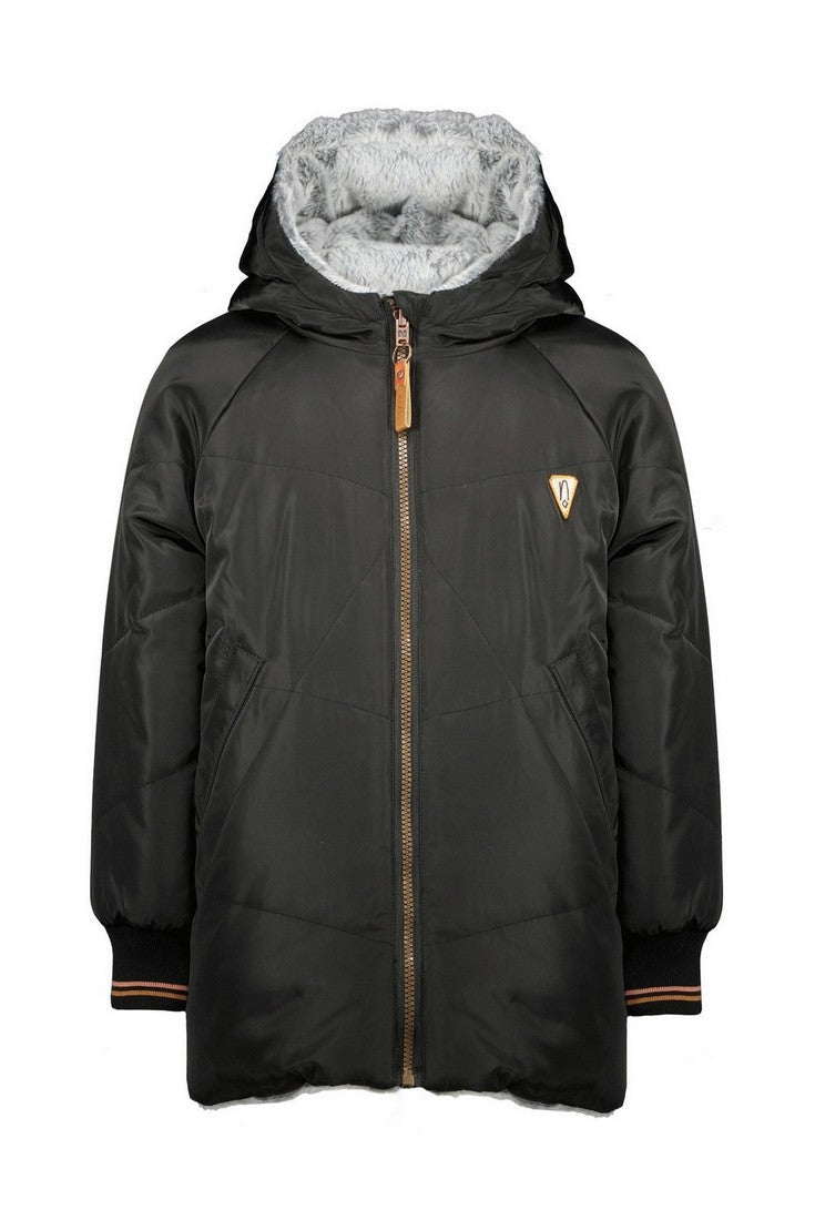 Meisjes Reversible half long hooded jacket Bay van NoNo in de kleur Jet Black in maat 158-164.