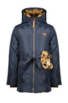 Meisjes Bow hooded parka style jacket with little bag van NoNo in de kleur Navy Blazer in maat 146-152.