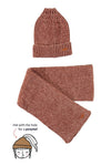 Meisjes Raya chenille set: beanie with ponytail hole+scarf van NoNo in de kleur Vintage Ruby in maat 134-164.