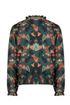 Meisjes Tessa blouse l/sl AOP Forest van NoNo in de kleur Winter Smaragd in maat 134-140.