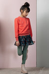 Meisjes Kate round neck sweater with raindrops print van NoNo in de kleur Winter Coral in maat 134-140.