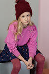 Meisjes Kate round neck sweater with embroidery van NoNo in de kleur Phlox Pink in maat 134-140.
