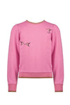 Meisjes Kate round neck sweater with embroidery van NoNo in de kleur Phlox Pink in maat 134-140.