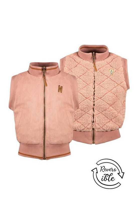 Meisjes Kence REVERSIBLE spencer with zipper van NoNo in de kleur Vintage Rose in maat 134-140.