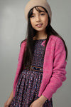 Meisjes Alou knitted button up cardigan l/sl van NoNo in de kleur Phlox Pink in maat 134-140.