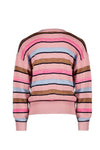 Meisjes Kes knitted striped sweater l/sl van NoNo in de kleur Vintage Rose in maat 134-140.