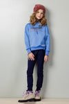 Meisjes KumyB hooded sweater with embroidery van NoNo in de kleur Lavender in maat 134-140.