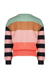 Meisjes KesB knitted sweater block stripes van NoNo in de kleur Winter Smaragd in maat 134-140.