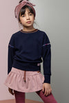 Meisjes Kiz tshirt l/sl with embroidery van NoNo in de kleur Navy Blazer in maat 134-140.