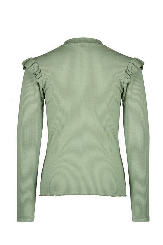 Meisjes Keon rib jersey turtle neck tshirt l/sl  van NoNo in de kleur Winter Smaragd in maat 134-140.