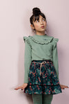 Meisjes Keon rib jersey turtle neck tshirt l/sl  van NoNo in de kleur Winter Smaragd in maat 134-140.