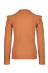 Meisjes Keon rib jersey turtle neck tshirt l/sl  van NoNo in de kleur Puppy in maat 134-140.