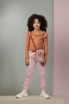 Meisjes Keon rib jersey turtle neck tshirt l/sl  van NoNo in de kleur Puppy in maat 134-140.