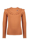 Meisjes Keon rib jersey turtle neck tshirt l/sl  van NoNo in de kleur Puppy in maat 134-140.