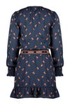Meisjes Mila woven dress l/sl AOP van NoNo in de kleur Navy Blazer in maat 134-140.