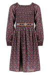 Meisjes Maya mid long dress AOP van NoNo in de kleur Vintage Rose in maat 134-140.