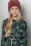 Meisjes Manyu woven l/sl dress AOP van NoNo in de kleur Winter Smaragd in maat 134-140.
