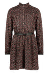 Meisjes Milau button up l/sl dress AOP van NoNo in de kleur Antracite in maat 134-140.