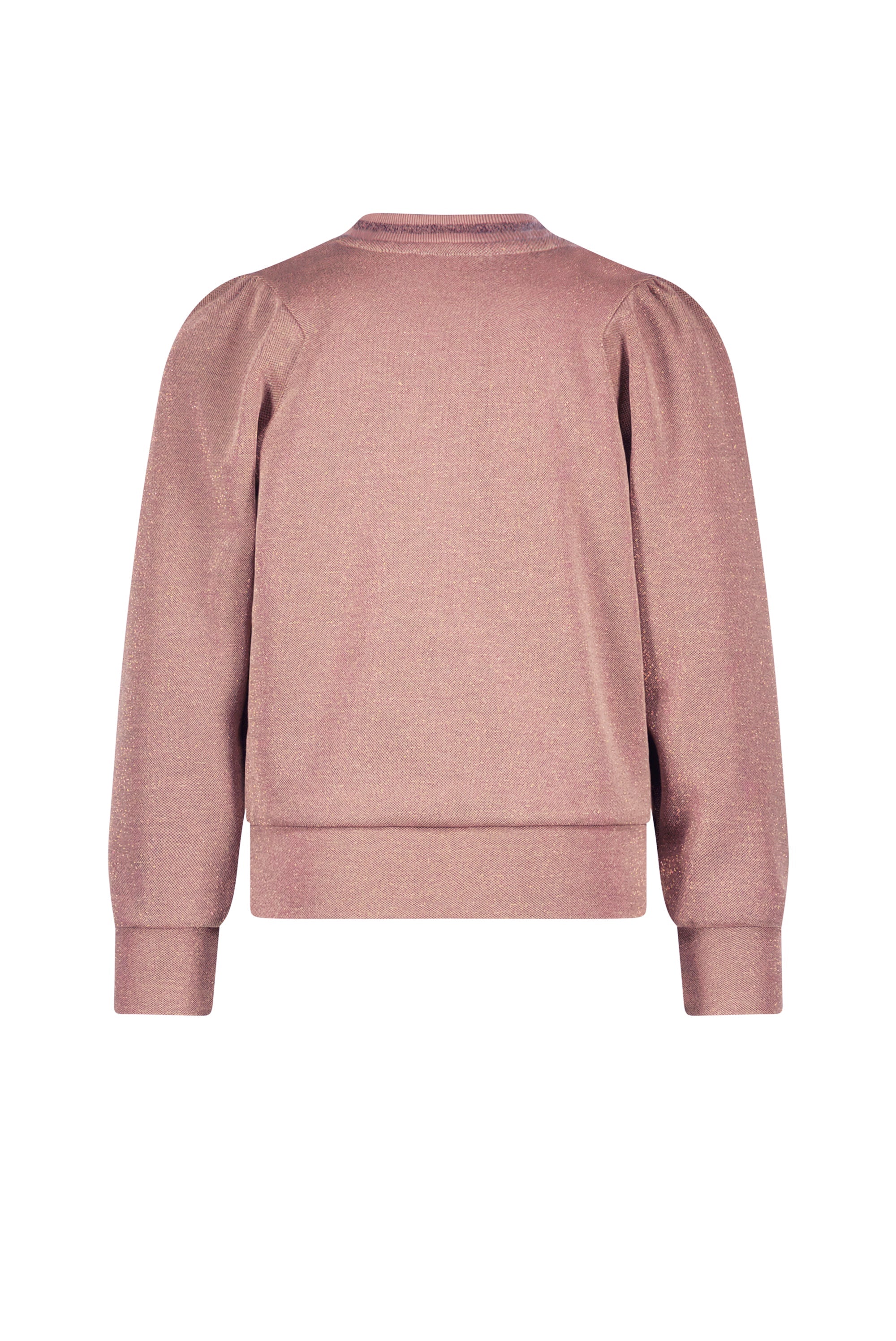 Meisjes Kilan lurex pique sweater long sleeve with puffed sleeves van NoNo in de kleur Rosy Ginger in maat 134-140.