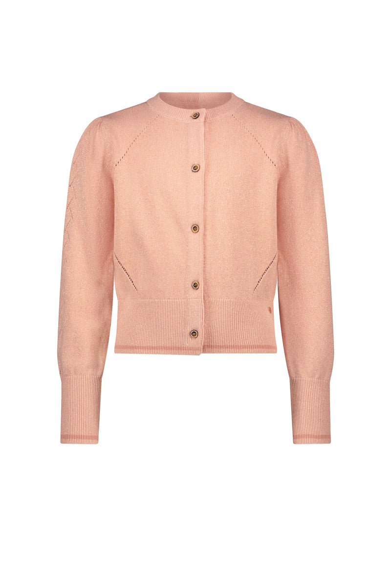Meisjes Alia knitted cardigan with pointelle details van NoNo in de kleur Rosy Ginger in maat 134-140.
