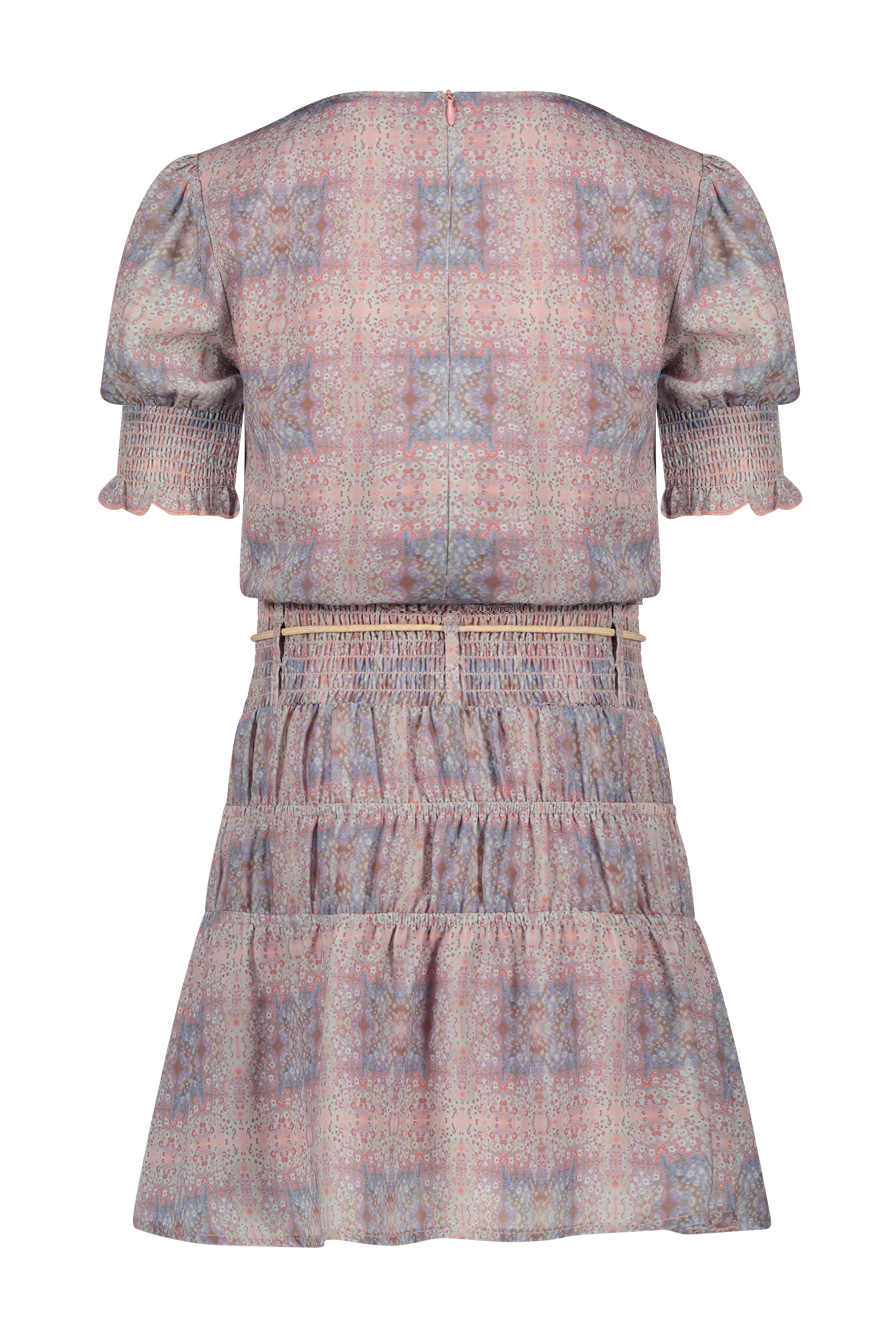 Meisjes Manyu s/sl dress with elasticated details at skirt van NoNo in de kleur Rosy Ginger in maat 134-140.