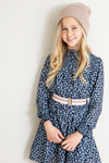 NoNo Milau button up dress with smock details+elasticated belt