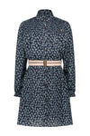Meisjes Milau button up dress with smock details+elasticated belt van NoNo in de kleur Navy Blazer in maat 134-140.