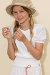 Meisjes Tomma embroidery anglaise blouse half sleeve van NoNo in de kleur Pearled Ivory in maat 110.
