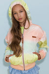 Meisjes Recycled polyester Beau hooded bomber jacket dropped shoulders van NoNo in de kleur Light Peach in maat 134-140.