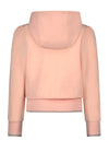 Meisjes Dory hooded cropped cardigan with zipper+ruffles at chest van NoNo in de kleur Light Peach in maat 134-140.