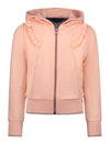 Meisjes Dory hooded cropped cardigan with zipper+ruffles at chest van NoNo in de kleur Light Peach in maat 134-140.