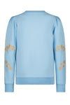 Meisjes Kate round neck sweater with big embroidery at sleeves van NoNo in de kleur Sky High in maat 134-140.