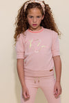 Meisjes Kaylan waffled top with N embroidery van NoNo in de kleur Rosy Sand in maat 134-140.