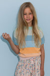 Meisjes Kes dropped sleeve s/sl knitted sweater van NoNo in de kleur Cream Mint in maat 134-140.