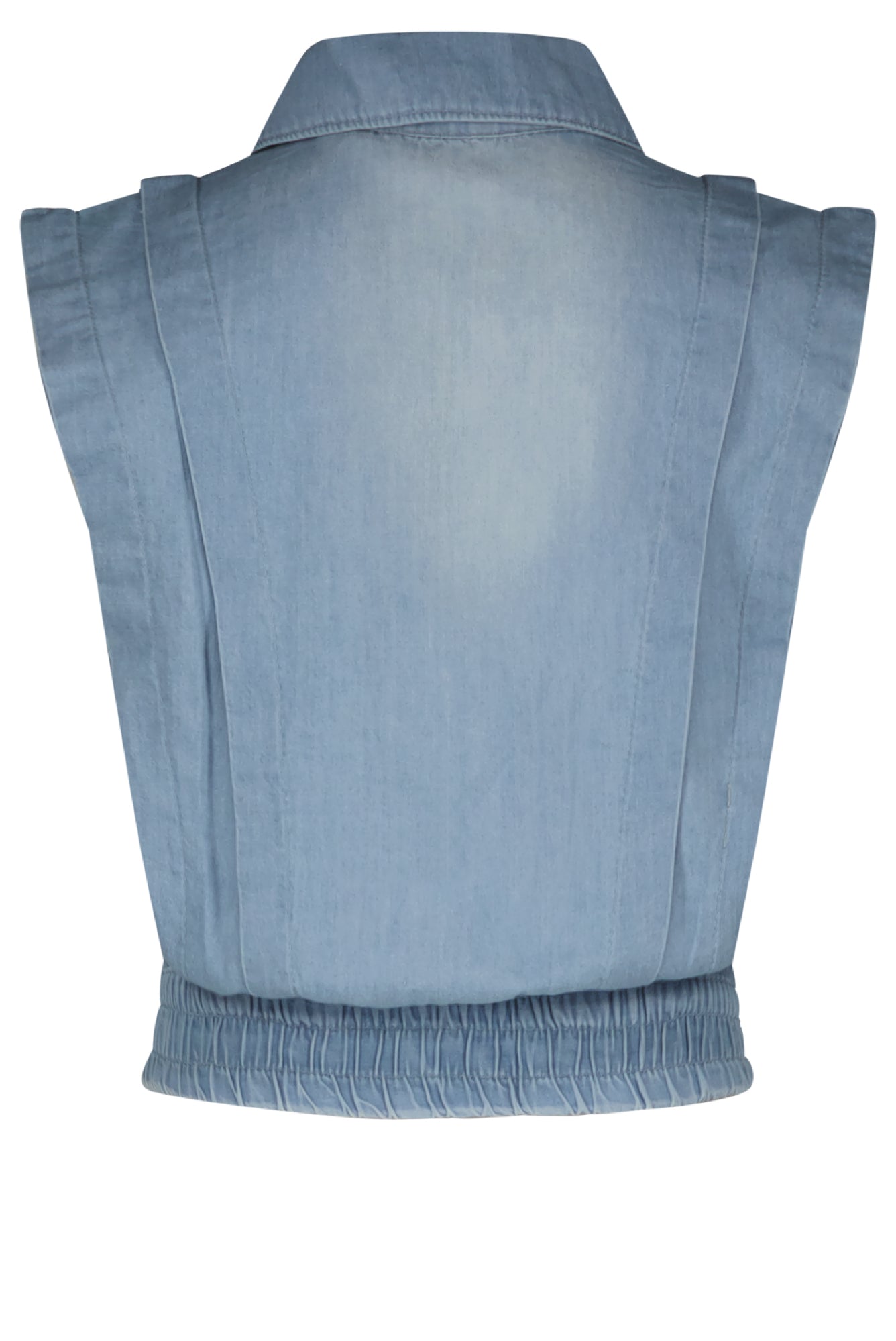 Meisjes Donka sleeveless denim button up vest van NoNo in de kleur Jeans in maat 134-140.