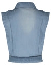 Meisjes Donka sleeveless denim button up vest van NoNo in de kleur Jeans in maat 134-140.