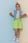 Meisjes Donka sleeveless denim button up vest van NoNo in de kleur Jeans in maat 134-140.