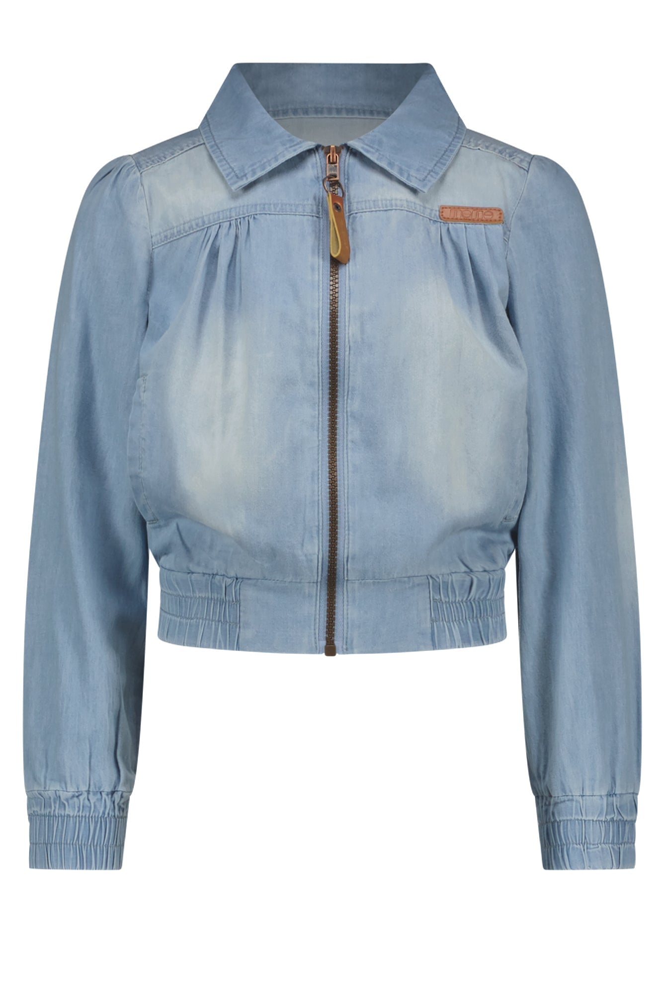 Meisjes Donna light weight denim zip up jacket van NoNo in de kleur Jeans in maat 134-140.