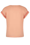 Meisjes Kanai music notes tshirt s/sl with ruffled rib at sleeve end van NoNo in de kleur Light Peach in maat 134-140.